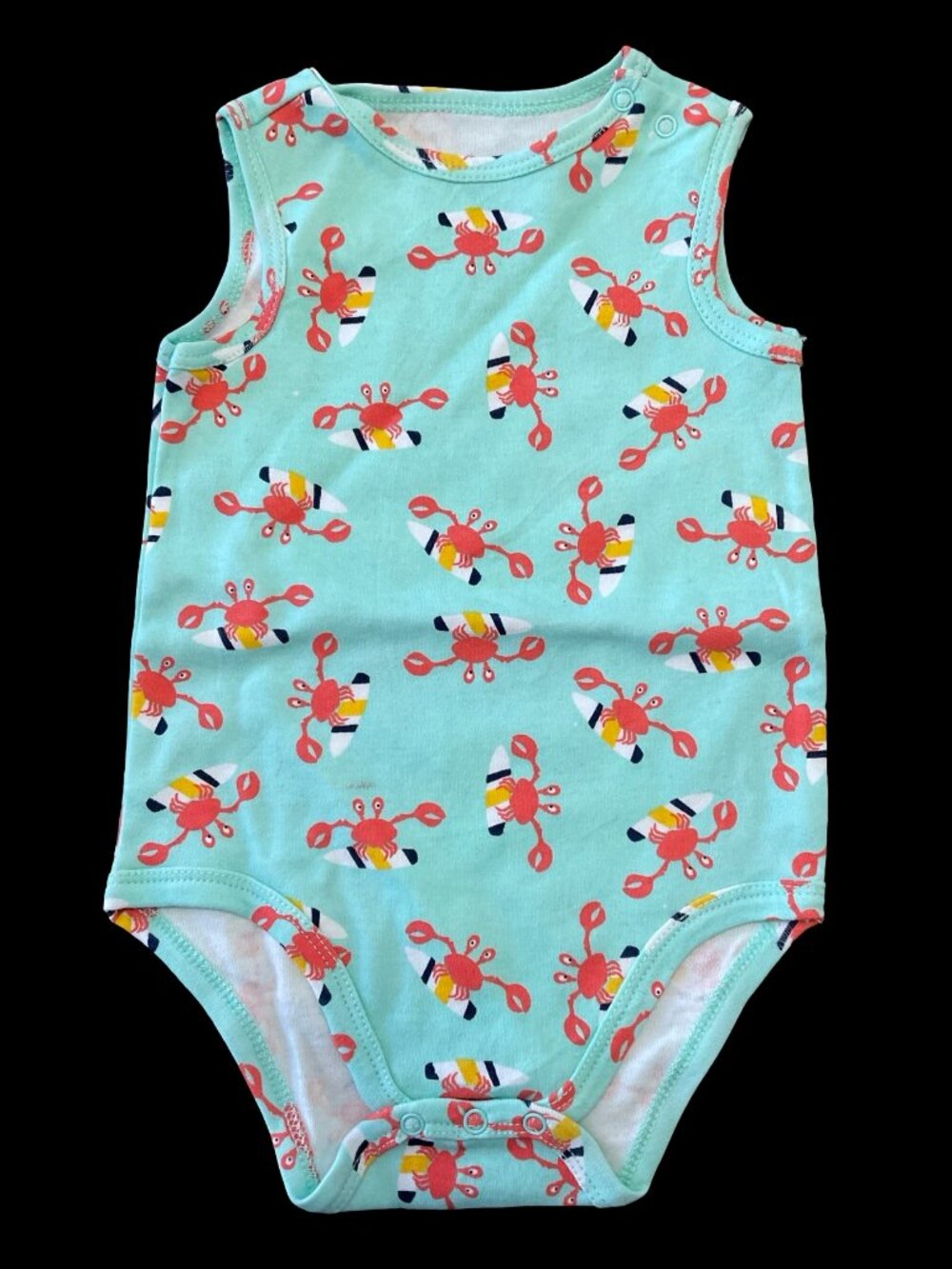 🌻10/$25 - Aqua Surfing Crab Print Tank Top Onesie